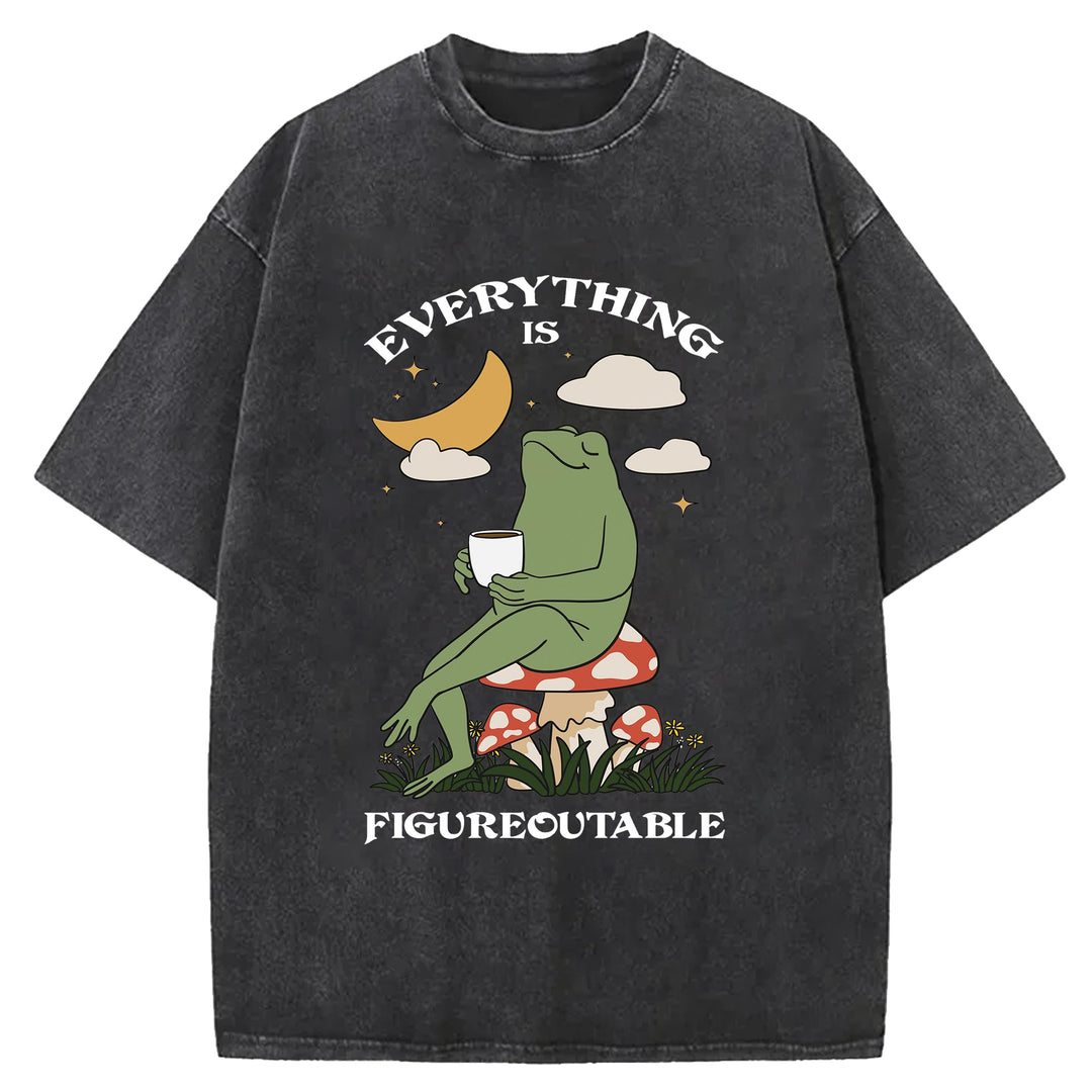 Thing Every Is Figureoutable Vintage Design Washed Crew Neck T-Shirt