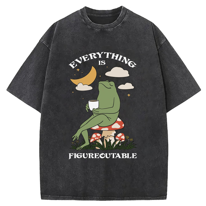 Thing Every Is Figureoutable Vintage Design Washed Crew Neck T-Shirt