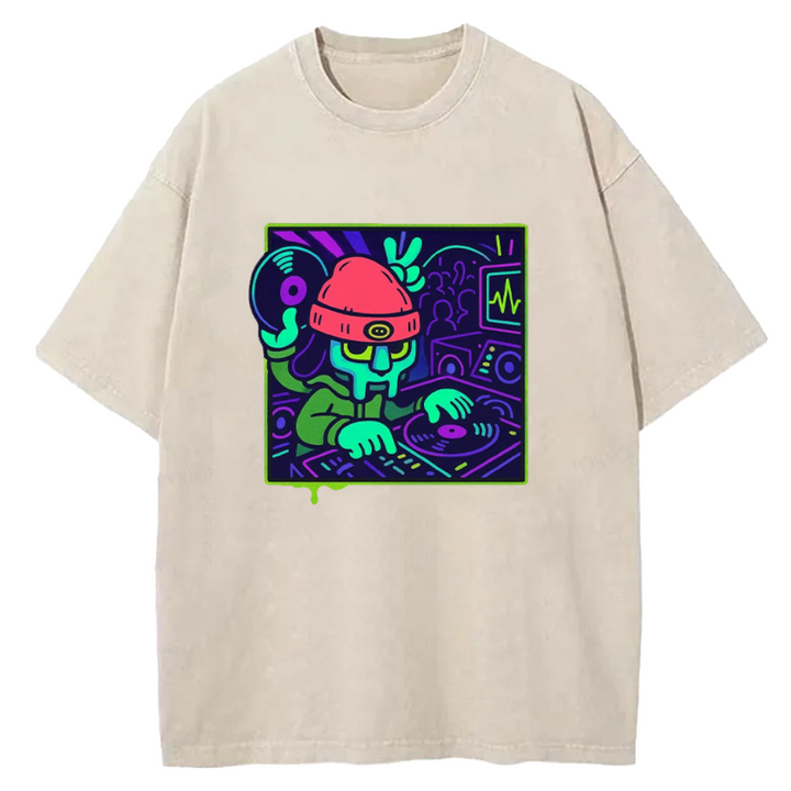 Parappa The Rapper Vintage Design Washed Crew Neck T-Shirt