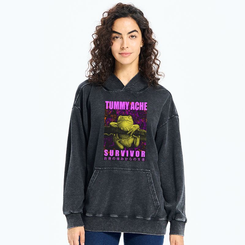 A Frog With Stomachache Washed Hoodie