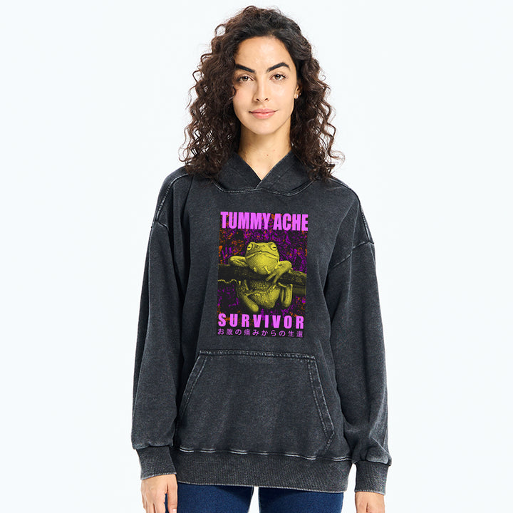 A Frog With Stomachache Washed Hoodie