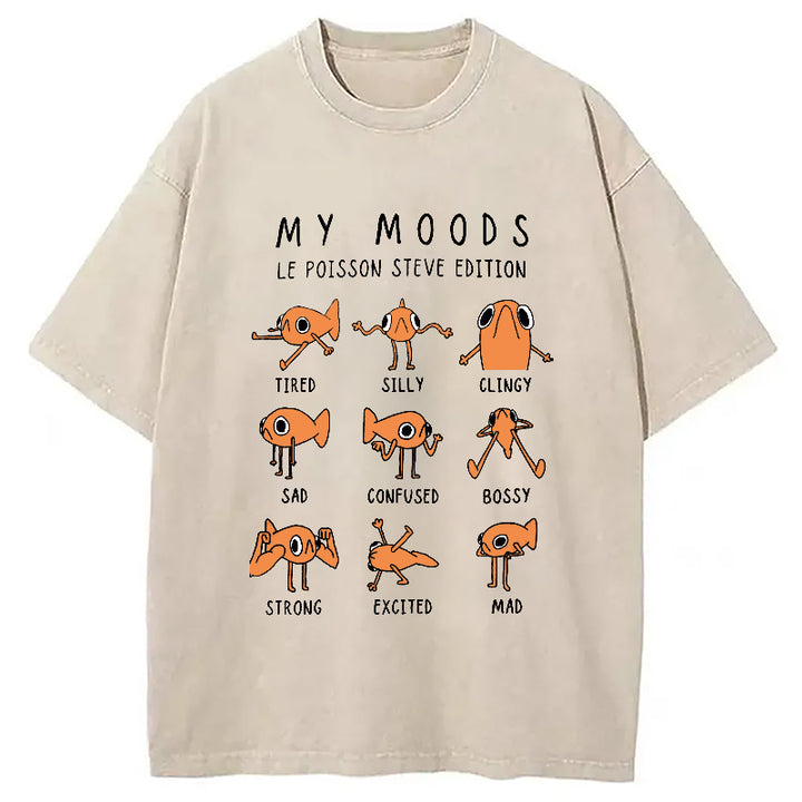 Il Est Orange Poisson Steve Washed Crew Neck T-Shirt