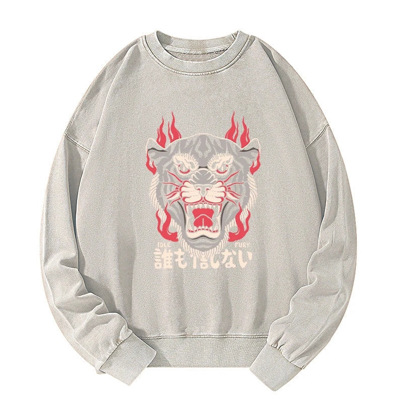 Japanese Tiger Fire Washed Sweatshirt