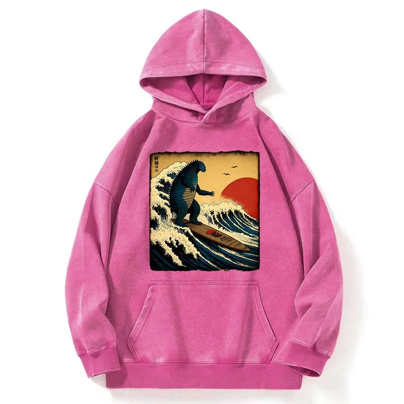 The Great Wave Washed Hoodie