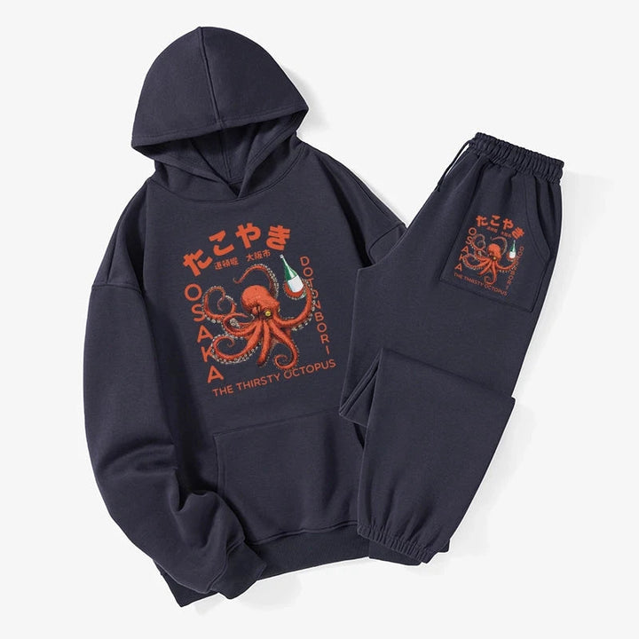 Octopus Drinks Soju Fleece Lined Hoodie Set