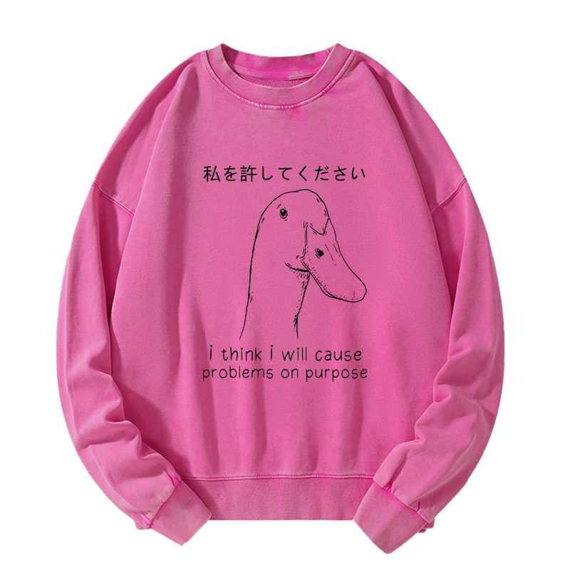 Stupid Goose Funny Washed Sweatshirt