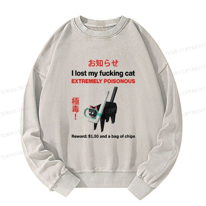 Find The Toxic Cat Funny Washed Sweatshirt