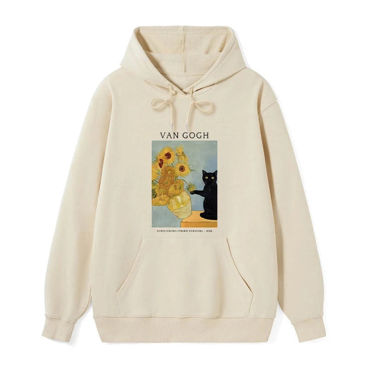 Black Cat With Sunflowers Classic Hoodie