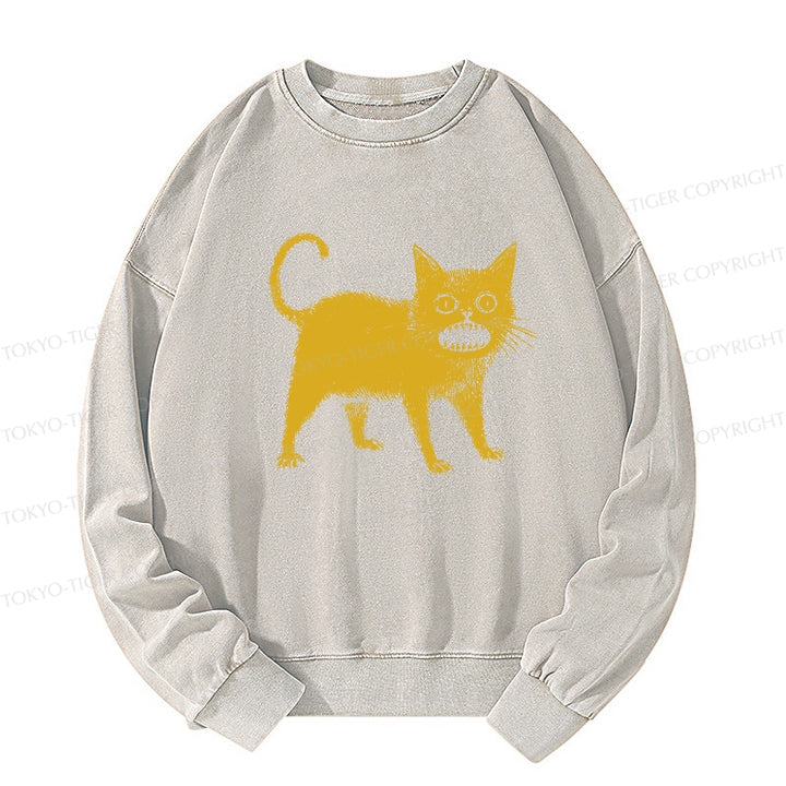 Horrible Japanese Cat Washed Sweatshirt
