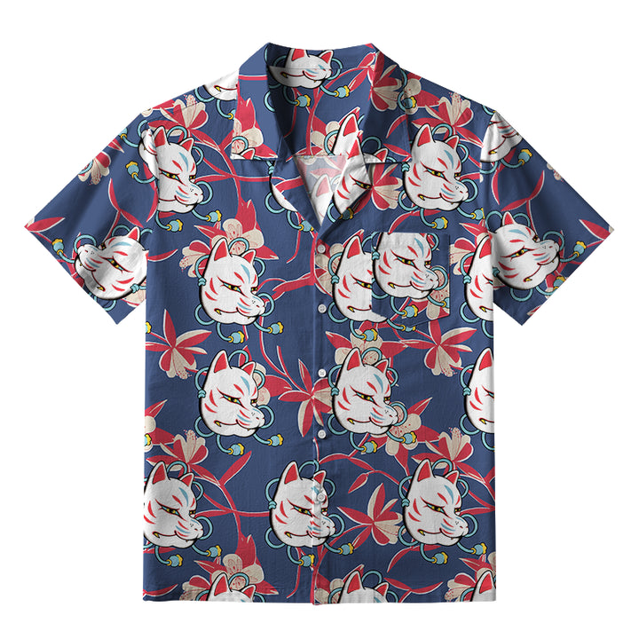 Japanese Fox Mask Aloha Hawaiian Shirt