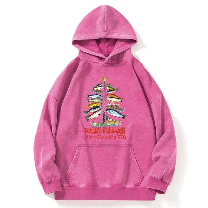 Christmas Tree Fish Washed Hoodie