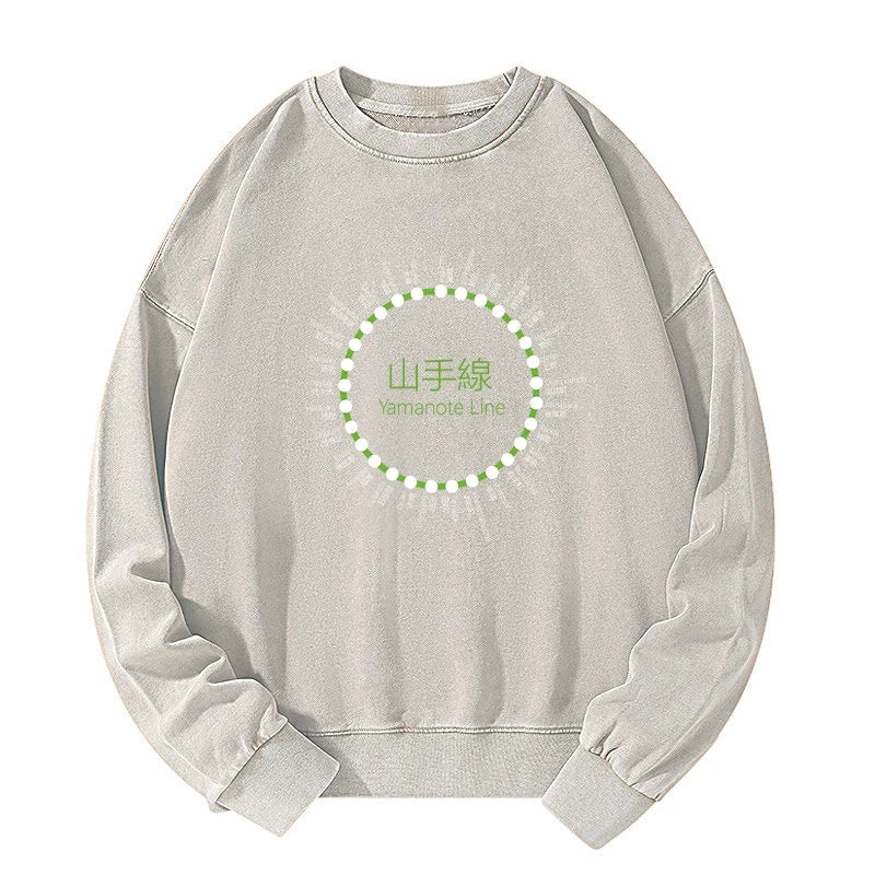 Yamanote Line Stations Circle Washed Sweatshirt