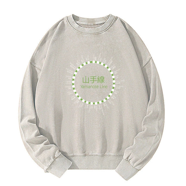 Yamanote Line Stations Circle Washed Sweatshirt