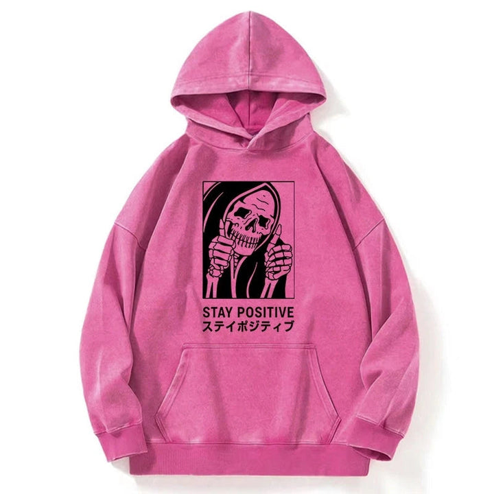 Stay Positive Skeleton Washed Hoodie