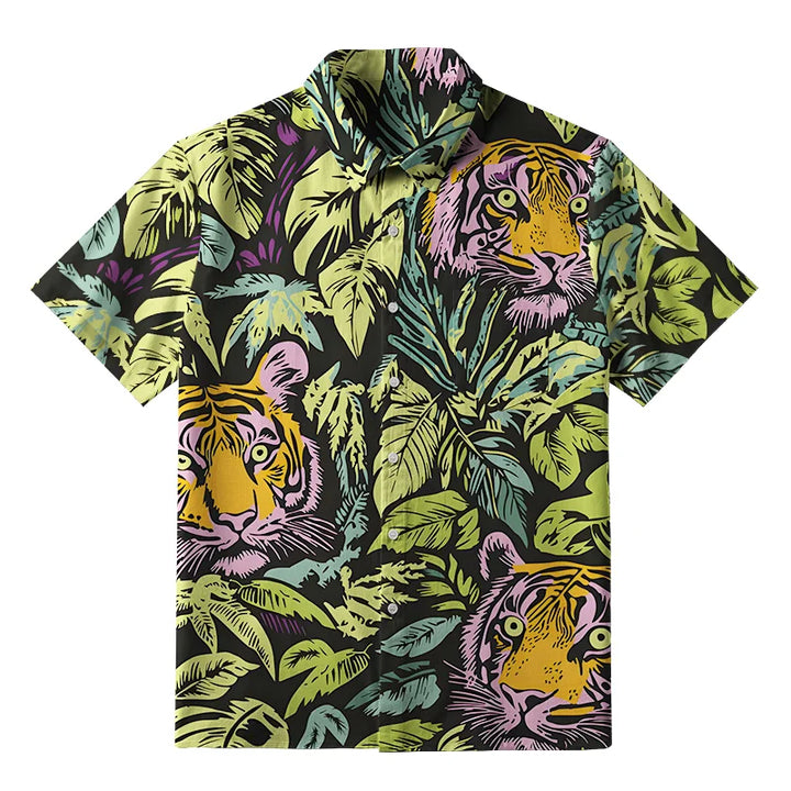 Tiger In The Jungle Button-up Shirt