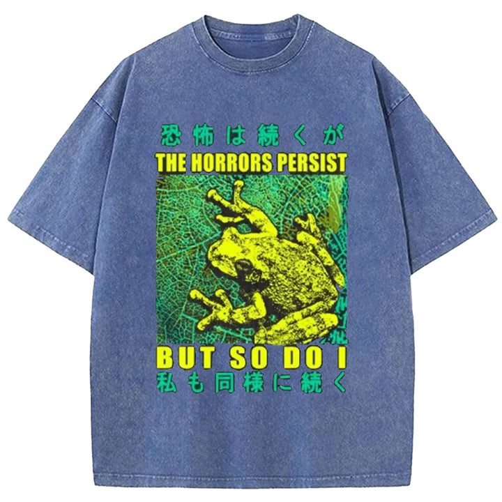 THE HORRORS PERSIST Washed Crew Neck T-shirt