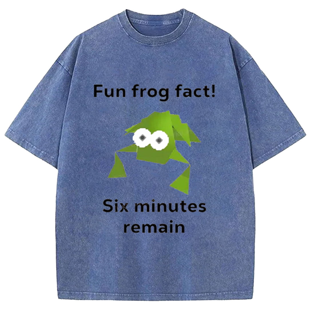 Fun Frog Fact Six Minutes Remain Washed Crew Neck T-Shirt