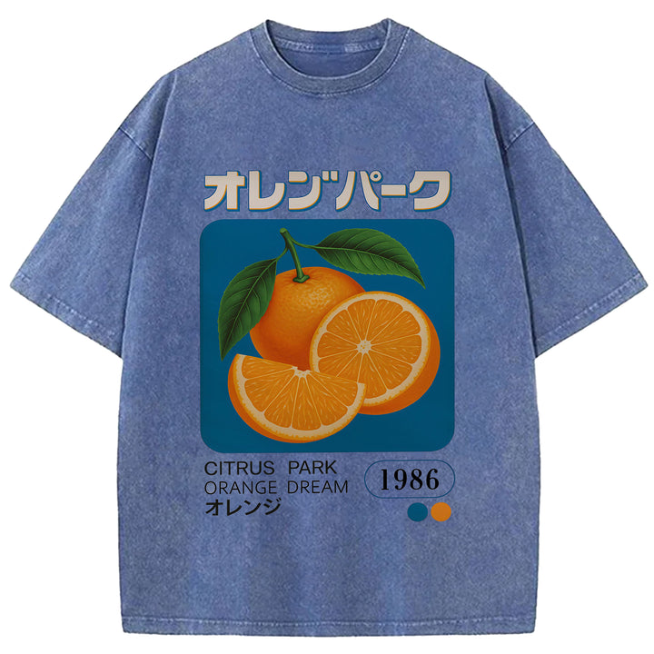 Citrus Park Orange Dream 1986 Washed Crew Neck T-Shirt