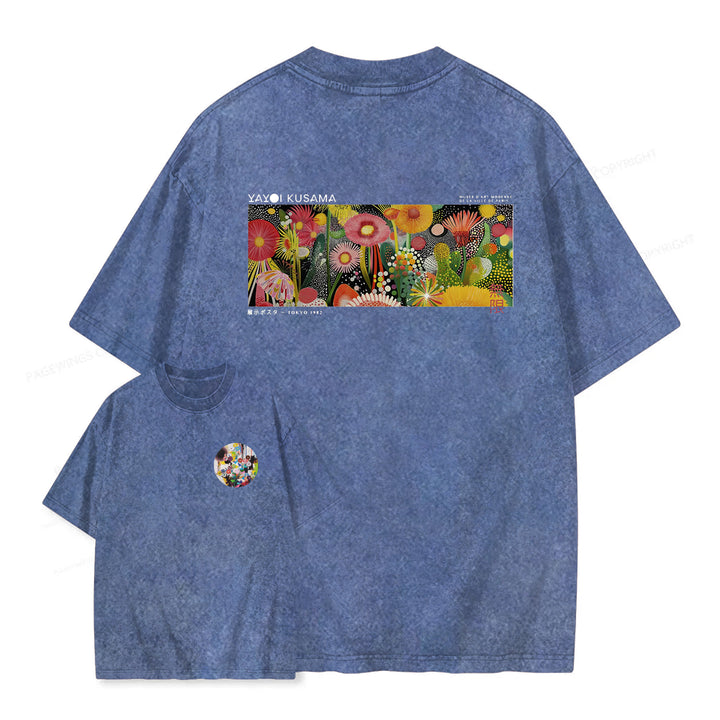 Polka Dot Floral Washed Crew Neck T-Shirt