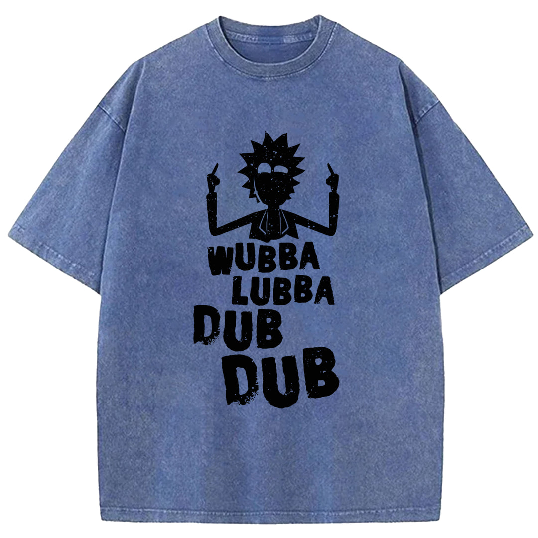 Funny Cartoon Washed Crew Neck T-shirt