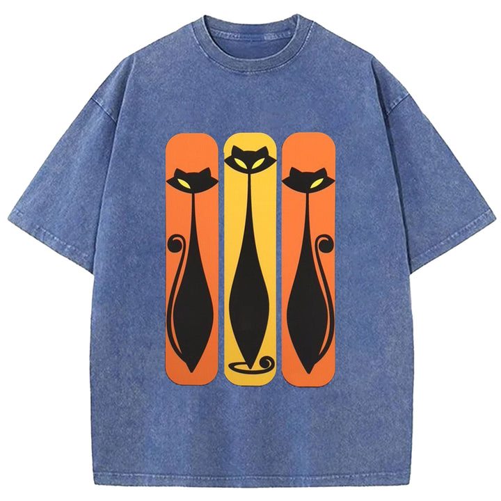 Vintage Flower Design Washed Crew Neck T-Shirt
