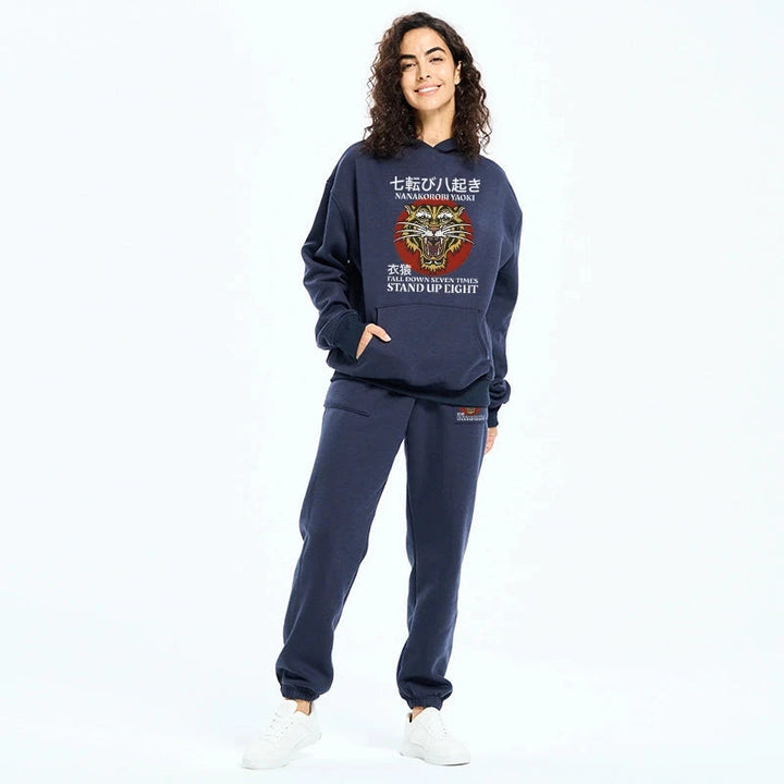 Retro Tiger Japanese Fleece Lined Hoodie Set