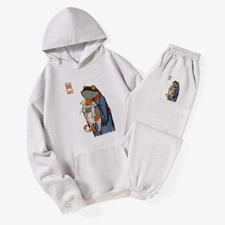 The Frog Holds The Cat Fleece Lined Hoodie Set