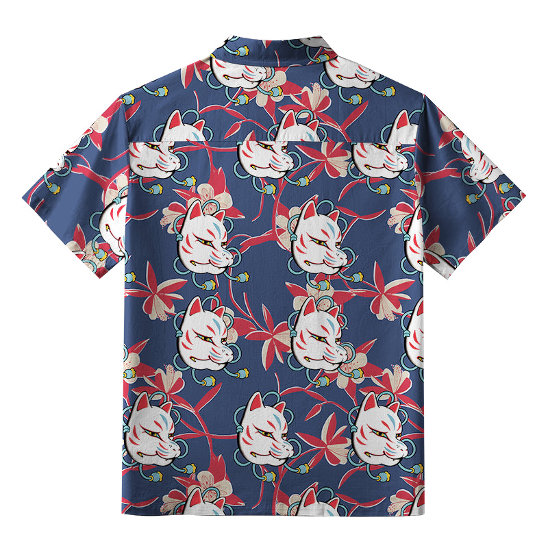 Japanese Fox Mask Aloha Hawaiian Shirt