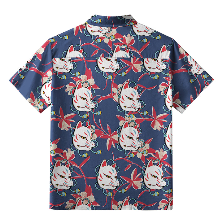 Japanese Fox Mask Aloha Hawaiian Shirt