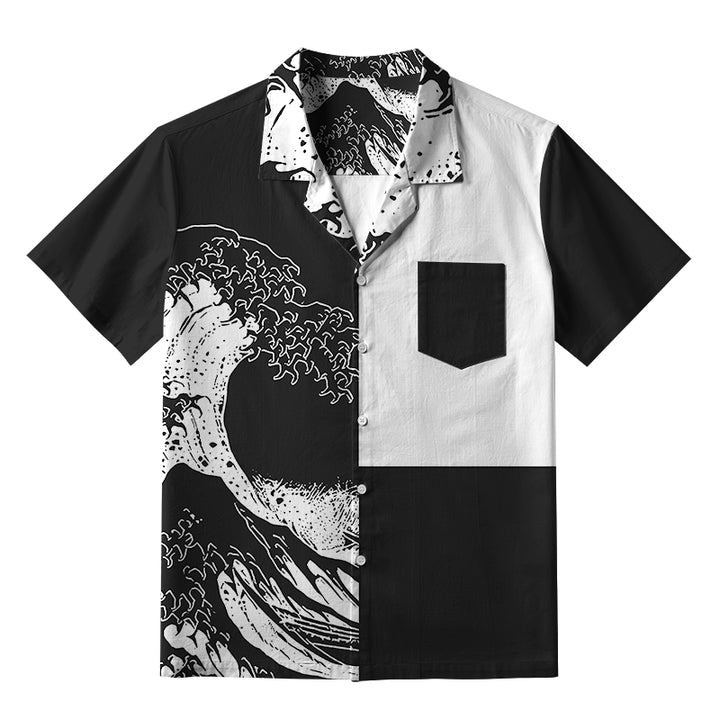 Monochrome Wave Aloha Hawaiian Shirt