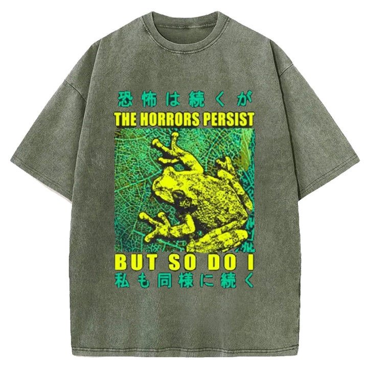 THE HORRORS PERSIST Washed Crew Neck T-shirt