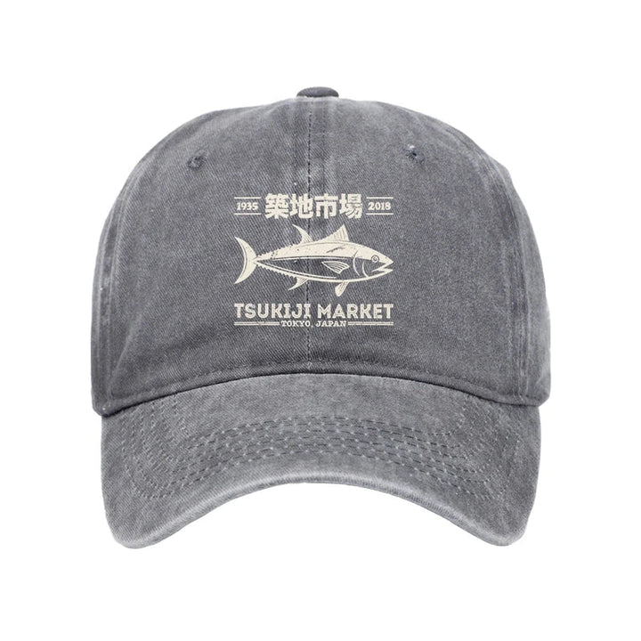 Retro Tsukiji Fish Market Streetwear Tokyo Washed Cap