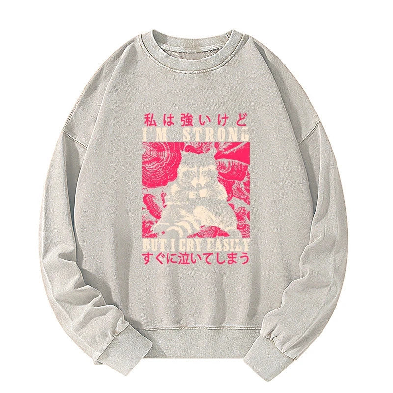 I Am Strong Raccoon Washed Sweatshirt