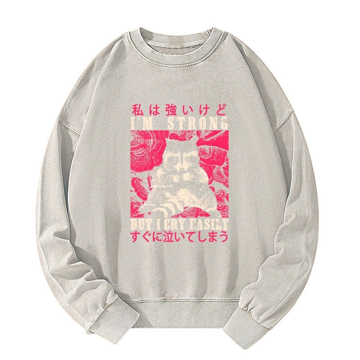 I Am Strong Raccoon Washed Sweatshirt