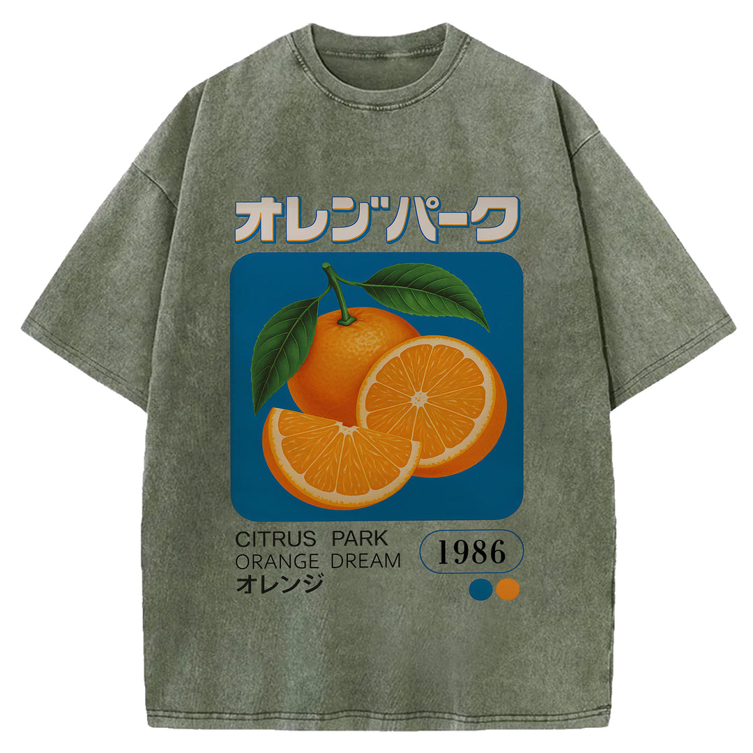 Citrus Park Orange Dream 1986 Washed Crew Neck T-Shirt