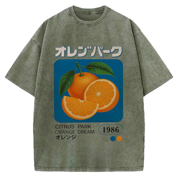Citrus Park Orange Dream 1986 Washed Crew Neck T-Shirt