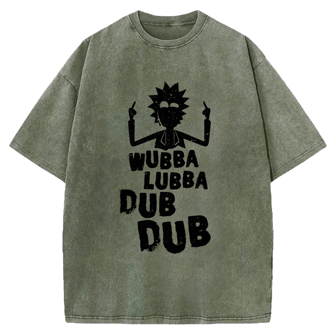 Funny Cartoon Washed Crew Neck T-shirt