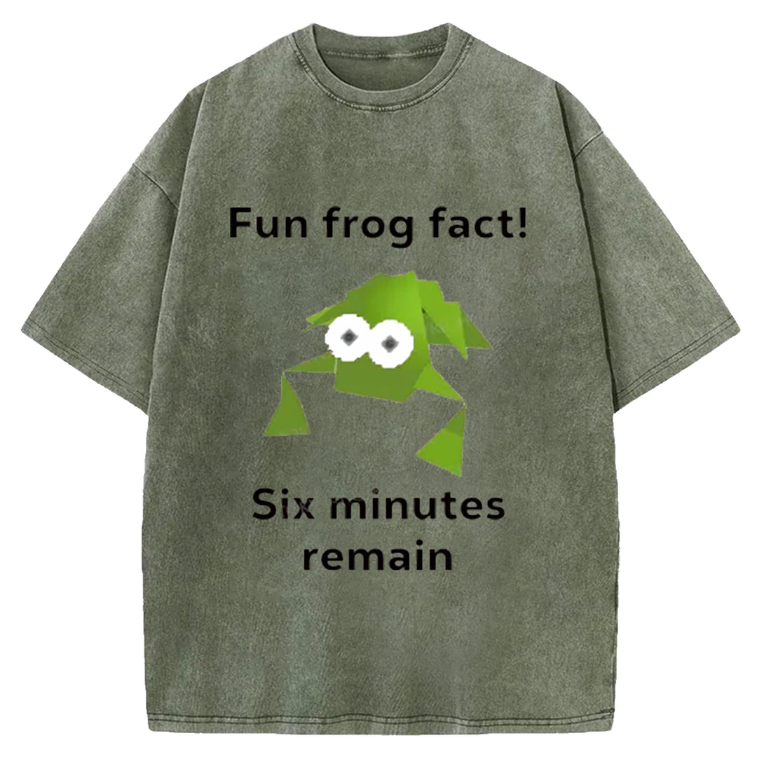 Fun Frog Fact Six Minutes Remain Washed Crew Neck T-Shirt