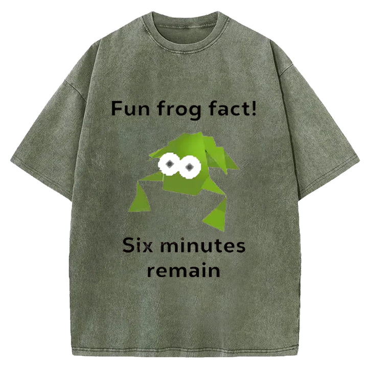 Fun Frog Fact Six Minutes Remain Washed Crew Neck T-Shirt