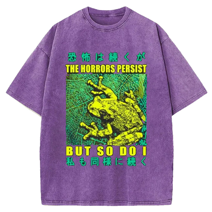 THE HORRORS PERSIST Washed Crew Neck T-shirt