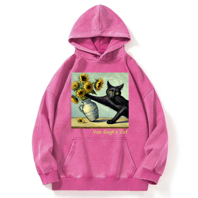 Van Gogh's Naughty Cat Washed Hoodie