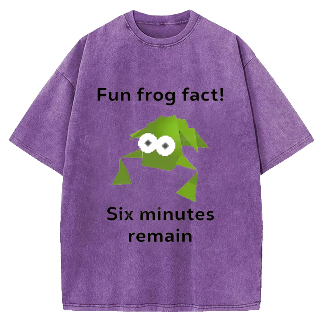 Fun Frog Fact Six Minutes Remain Washed Crew Neck T-Shirt