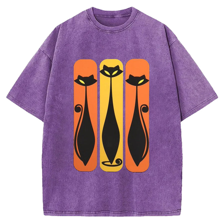 Vintage Flower Design Washed Crew Neck T-Shirt