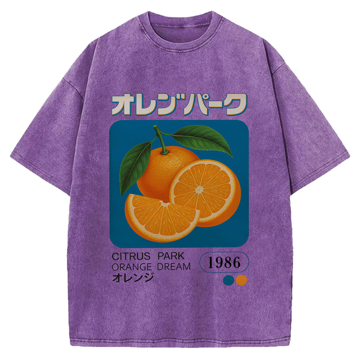 Citrus Park Orange Dream 1986 Washed Crew Neck T-Shirt