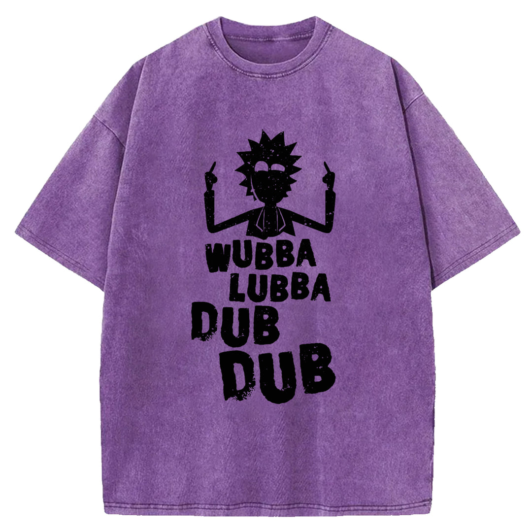 Funny Cartoon Washed Crew Neck T-shirt