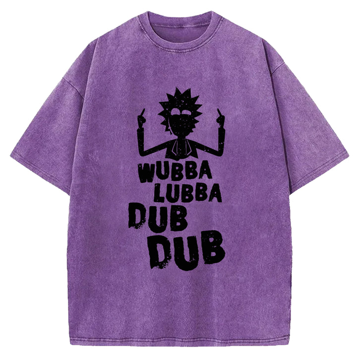 Funny Cartoon Washed Crew Neck T-shirt