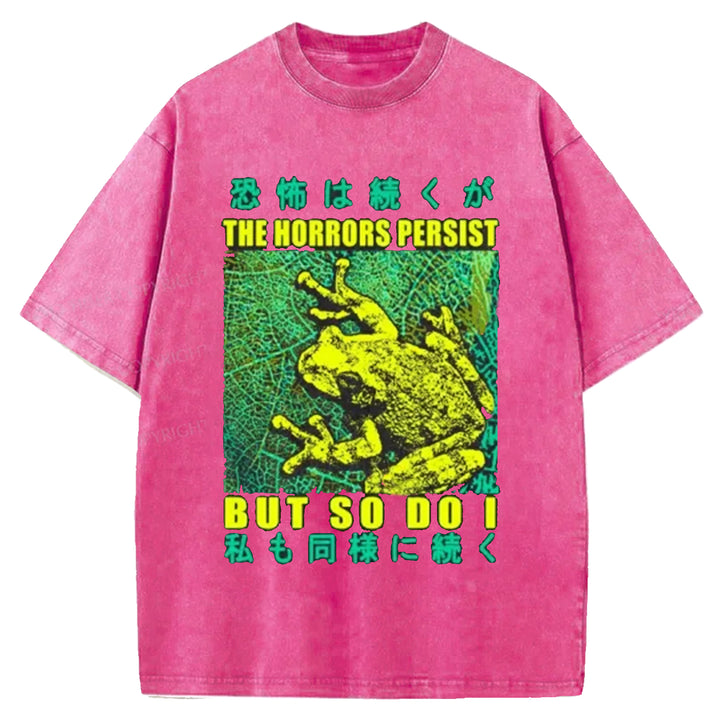 THE HORRORS PERSIST Washed Crew Neck T-shirt
