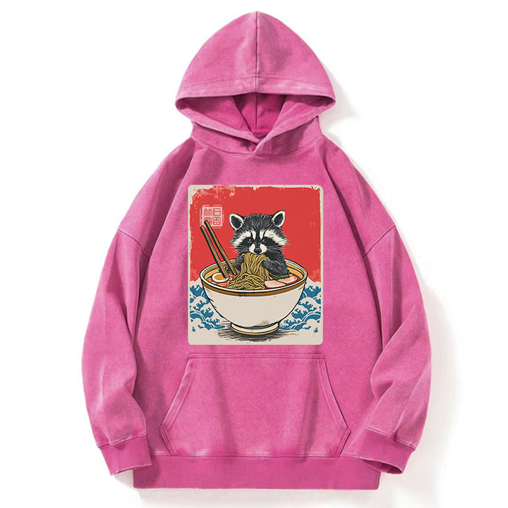 Ramen Lover Raccoon  Washed Hoodie