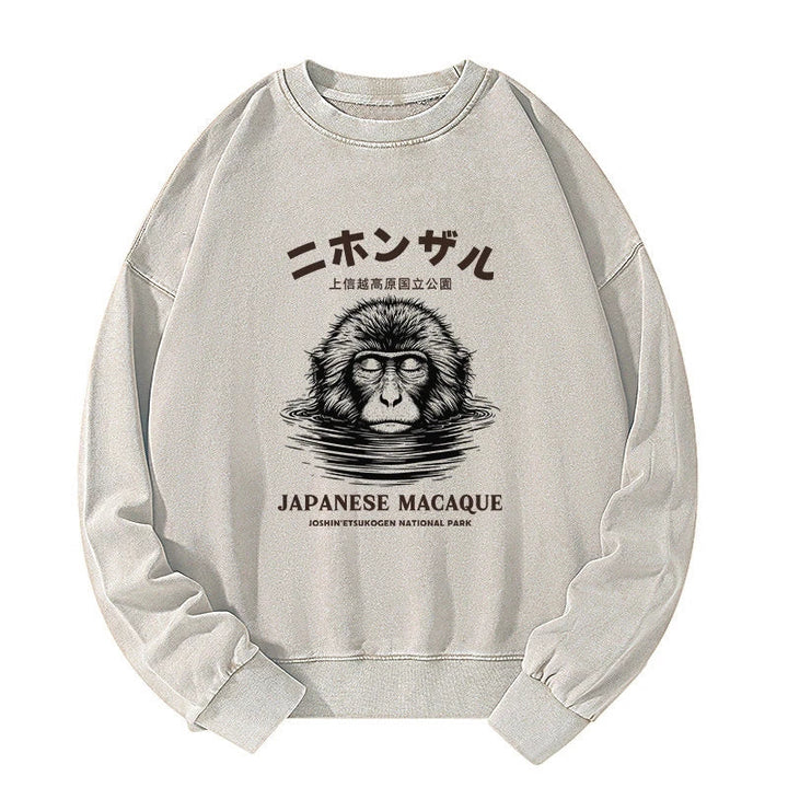 The Macaque Monkey In The Bath Japanese Washed Sweatshirt