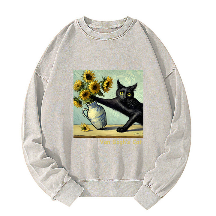 Van Gogh's Naughty Cat Washed Sweatshirt